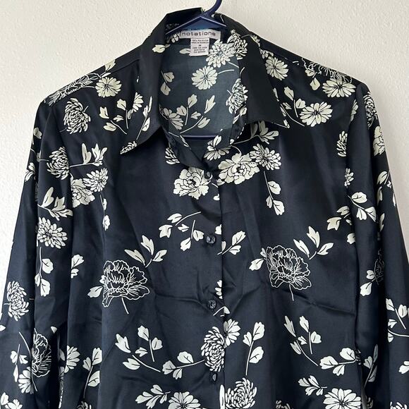 Vintage Notations button up satin floral shirt dark academia fairy whimsigoth M - Picture 3 of 16